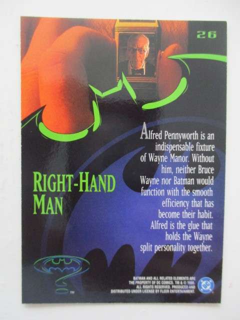 DC / MARVEL - FLEER ULTRA - TRADING CARD - BATMAN / RIGHT-HAND MAN 1995     95