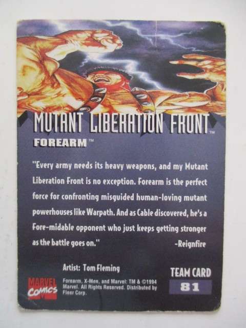 DC / MARVEL FLEER ULTRA TRADING CARD  1995 / FOREARM