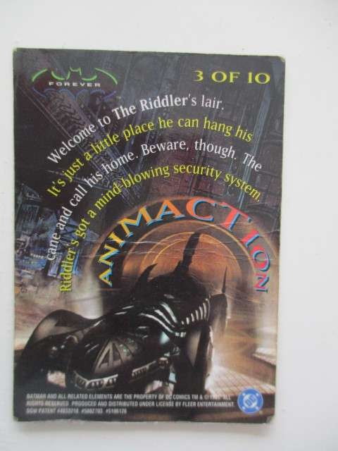 DC / MARVEL - ANIMACTION FOIL CARD - WELCOME TO THE RIDDLERS LAIR  1995