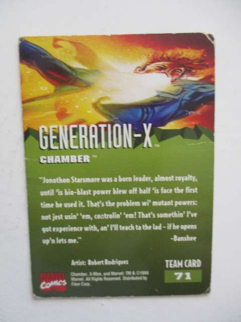 DC / MARVEL TRADING CARD - CHAMBER  - GENERATION - X  - 1994