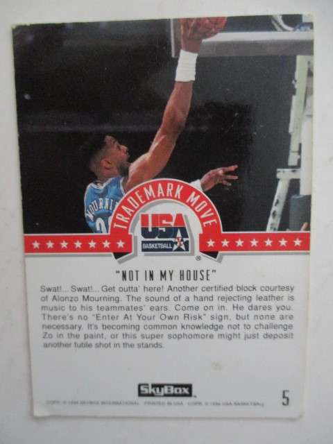 SKYBOX - USA BASKETBALL CARDS MAGIC ON - ALONZO MOURNING