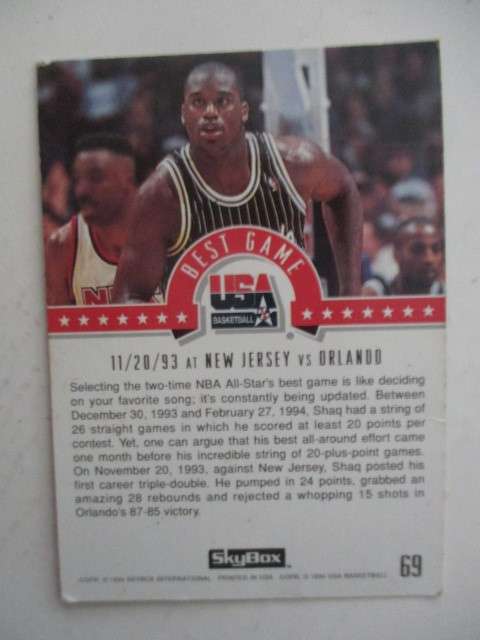 SKYBOX - USA BASKETBALL CARDS MAGIC ON - SHADULLE O NEAL