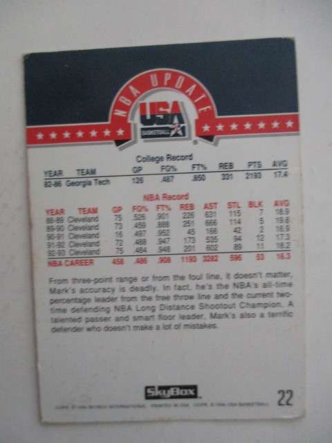 SKYBOX - USA BASKETBALL CARDS MAGIC ON - MARK PRICE