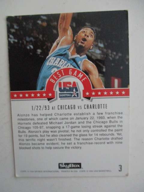SKYBOX - USA BASKETBALL CARDS MAGIC ON - ALONZO MOURNING