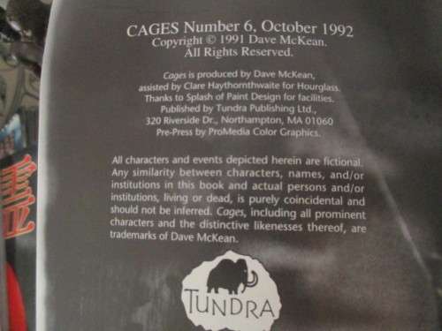 CAGES 1992 NO. 6 BY DAVE MCKEAN SC TUNDRA  - AS NEW