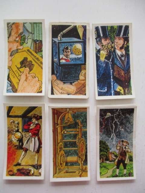 CIGARETTE CARDS / BROOKE BOND TEA CARDS -INVENTORS & INVENTIONS  LOT OF 6 CARDS