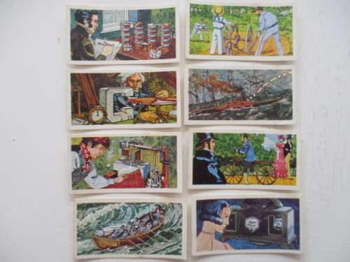 CIGARETTE CARDS - BROOKE BOND AND TEA CARDS - INVENTORS & INVENTIONS -  8 CARDS