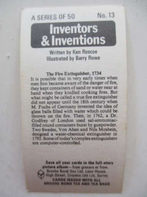 CIGARETTE CARDS - BROOKE BOND AND TEA CARDS - INVENTORS & INVENTIONS 10 CARDS