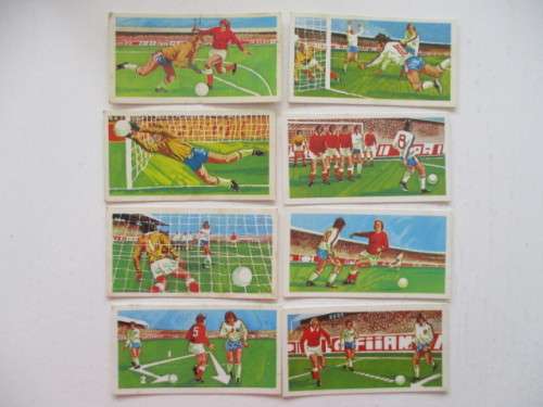 CIGARETTE CARDS -   BROOKE BOND TEA CARDS - PLAY BETTER SOCCER - LOT OF  8 CARDS
