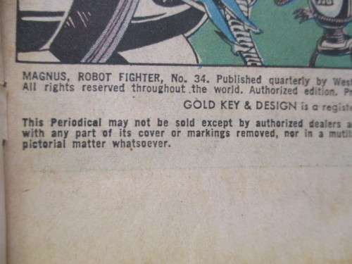 GOLD KEY COMICS - MAGNUS ROBOT FIGHTER NO. 34 -  1965
