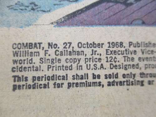 DELL COMICS - COMBAT -  NO. 27 - 1968  WAR COMIC