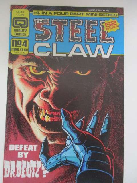 QUALITY COMICS - THE STEEL CLAW NO. 4  - 1986 -  LOVELY CONDITION