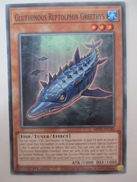 YU-GI-OH TRADING CARD - GLUTTONOUS REPTOLPHIN  GREETHYS