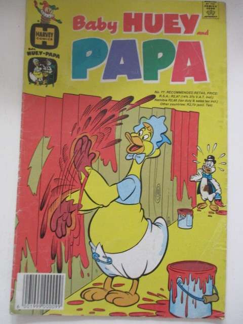 HARVEY COMICS - VINTAGE SOUTH AFRICAN COMIC - BABY HUEY AND PAPA -  NO. 77 -  1993