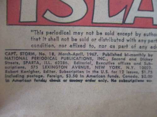 DC NATIONAL  COMICS - CAPT. STORM -  NO. 18  - 1967  - WAR COMICS