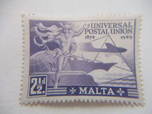 MALTA   UNIVERSAL  UNION 1949 UNUSED PREVIOUSLY MOUNTED STAMP
