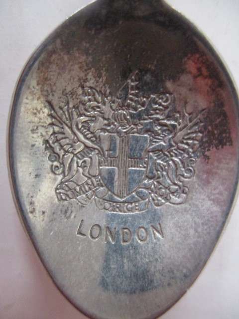 SILVER PLATED CORONATION TEASPOON WITH CROWN AND RED BEAD