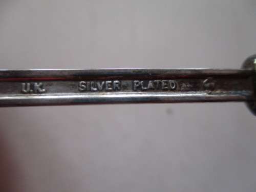 SILVER PLATED CORONATION TEASPOON WITH CROWN AND RED BEAD