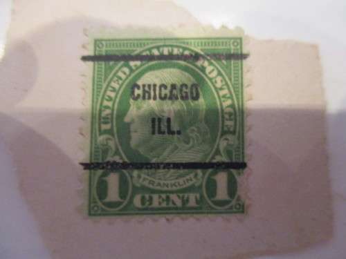 AMERICA  - BEN FRANKLIN OVER PRINTED STAMP  chicago .