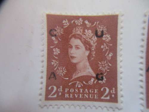 GREAT BRITAIN 2D DOMINATION QUEEN ELIZABETH PRINTED OVER  USED STAMPS  X 8
