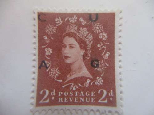 GREAT BRITAIN 2D DOMINATION QUEEN ELIZABETH PRINTED OVER  USED STAMPS  X 8