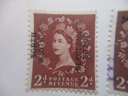 GREAT BRITAIN 2D DOMINATION QUEEN ELIZABETH PRINTED OVER  USED STAMPS  X 8