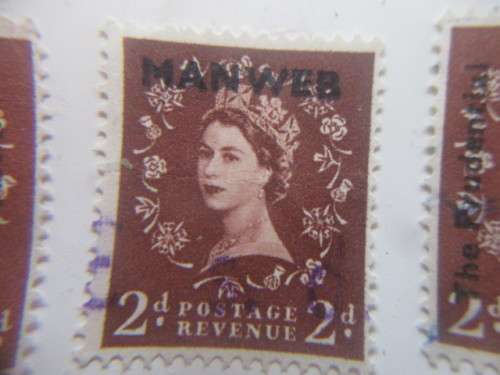 GREAT BRITAIN 2D DOMINATION QUEEN ELIZABETH PRINTED OVER  USED STAMPS  X 8