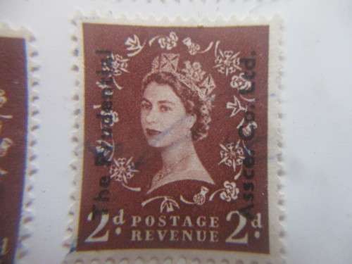 GREAT BRITAIN 2D DOMINATION QUEEN ELIZABETH PRINTED OVER  USED STAMPS  X 8