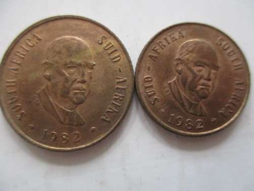 SOUTH AFRICA - 2c 1982 - 1c  1982 DETAILED COINS