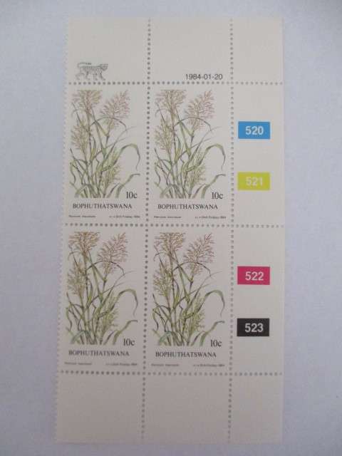 BOPHUTHATSWANA - BLOCK OF MINT STAMPS GRASSES - 10c  - 1984