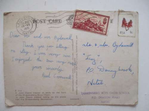 VINTAGE POSTCARD WITH STAMP
