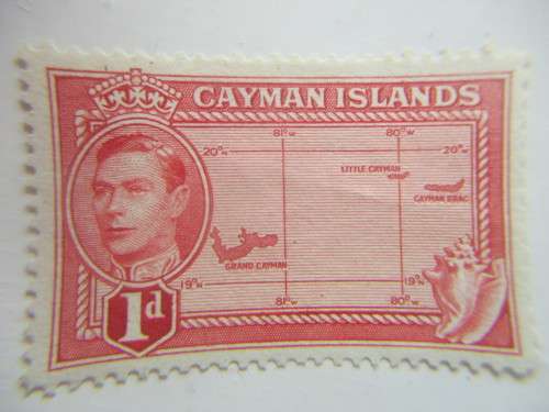 CAYMAN ISLANDS - 1D UNUSED PREVIOUSLY MOUNTED STAMP