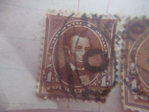 AMERICA - ABRAHAM LINCOLN  - 4D 2 USED MOUNTED STAMPS