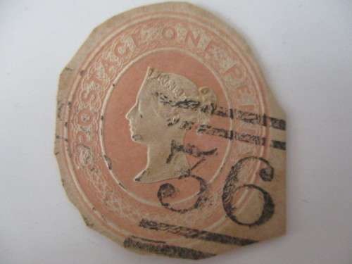 GREAT BRITAIN  EMBOSSED QUEEN VICTOIA ONE PENNY STAMP