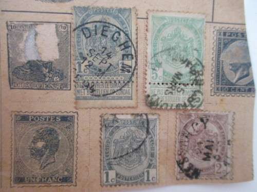 BELGIUM LOT OF OLD MOUNTED -  CREST STAMPS X 4