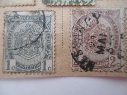 BELGIUM LOT OF OLD MOUNTED -  CREST STAMPS X 4