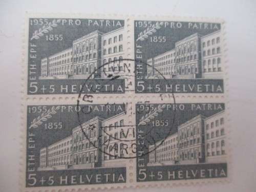 SWITZERLAND BLOCK OF 4 UNUSED STAMPS WITH GUM ON