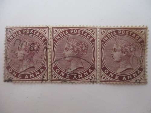 INDIA LOT OF 3  QUEEN VICTORIA ONE ANNA STAMPS USED