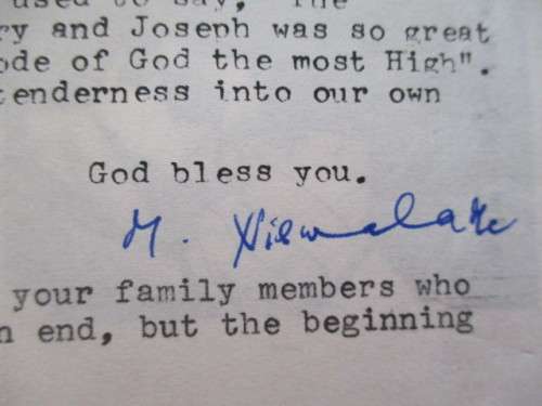 AUTOGRAPHED / SIGNED - SUCCESSOR TO MOTHER THERESA - SISTER / MOTHER MARIA NIRMALA JOSHI