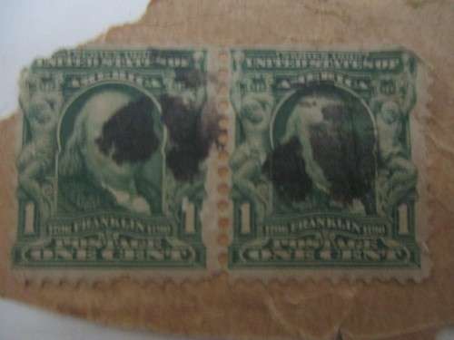 AMERICA - PAIR OF MOUNTED BENJAMIN FRANKLIN STAMPS - 1706 - 1790