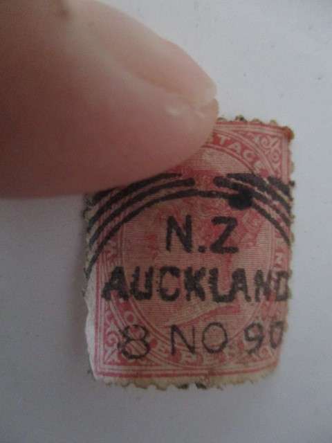 NEW ZEALAND QUEEN VICTORIA STAMP STAMPED OVER N.Z. AUCKLAND