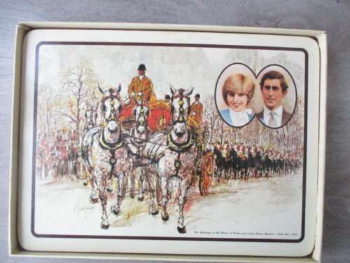 LOVELY PLACE MATS CELEBRATING THE ROYAL WEDDING OF CHARLES AND DIANE 1981