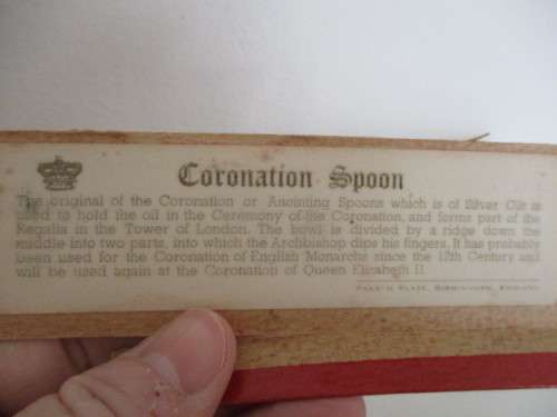 VINTAGE CORONATION ANOINTING SILVER GILT  SPOON - FOR THE CORONATION OF QUEEN ELIZABETH IN BOX