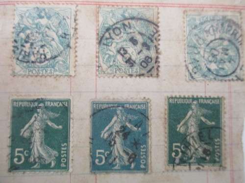 FRANCE  OLD MOUNTED STAMPS -  1908 LOVELY CANCELLATIONS