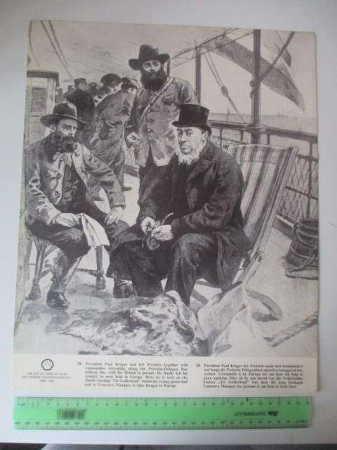 BEAUTIFUL VINTAGE POSTER/PRINT - PAUL KRUGER WITH COMMANDOS - BOER WAR PERIOD 39CM X 31 CM