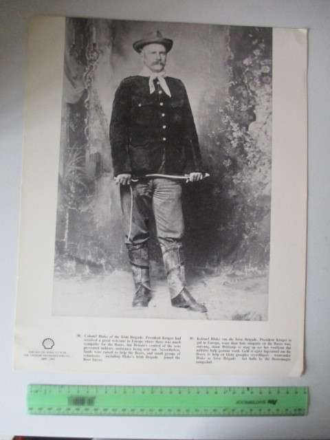 BEAUTIFUL VINTAGE / POSTER / PRINT COLONEL BLAKE WHO JOINED THE BOER FORCES 39CM X 31CM