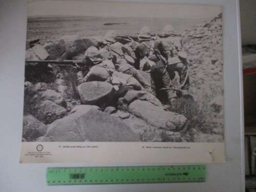 BEAUTIFUL VINTAGE POSTER / PRINT - BRITISH SCOUTS FIRING ON A BOER PATROL - 39CM X 31CM