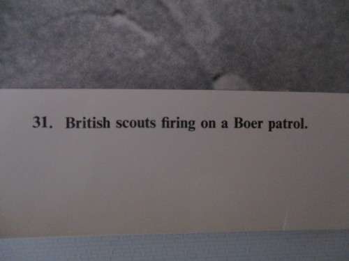 BEAUTIFUL VINTAGE POSTER / PRINT - BRITISH SCOUTS FIRING ON A BOER PATROL - 39CM X 31CM