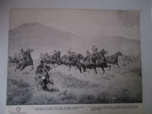 VINTAGE - POSTER / PRINT - SAVING THE GUNS AT COLENSO - PERIOD OF THE BOER WAR 39CM