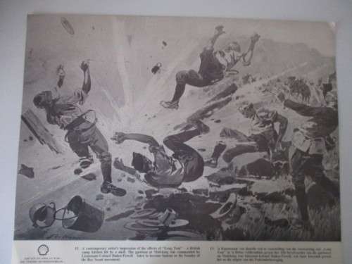 VINTAGE POSTER  / PRINT - BRITISH CAMP KITCHEN HIT BY A SHELL - BOER WAR PERIOD 39 CM X 31CM